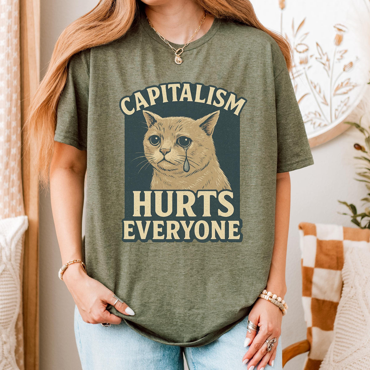 Additional photo of Capitalism Hurts Everyone T-shirt