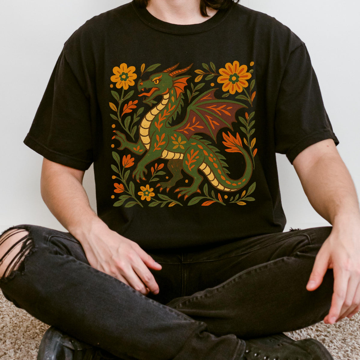 Additional photo of Folk Art Dragon Graphic T-shirt