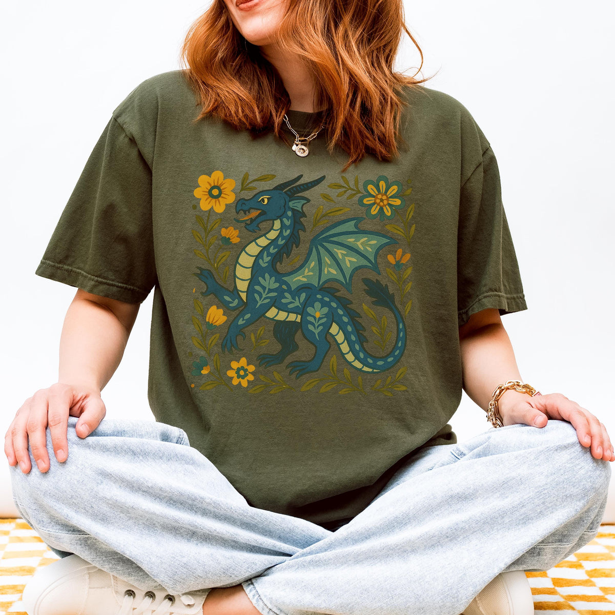 Additional photo of Folk Art Dragon Graphic T-shirt