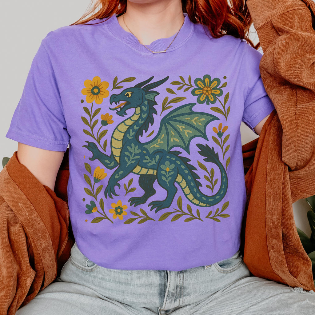Product photo of Folk Art Dragon Graphic T-shirt