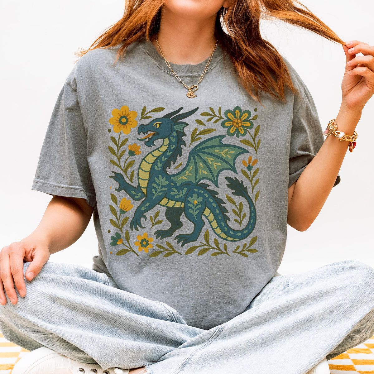 Additional photo of Folk Art Dragon Graphic T-shirt