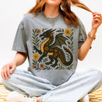 Additional photo of Black Folk Art Dragon Graphic T-shirt