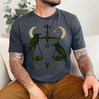 Additional photo of Libra Zodiac Ravens & Scales Graphic T-shirt
