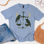 Additional photo of Libra Zodiac Ravens & Scales Graphic T-shirt