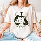 Additional photo of Libra Zodiac Ravens & Scales Graphic T-shirt