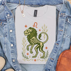 Additional photo of Leo Zodiac Skeleton Lion Graphic T-shirt
