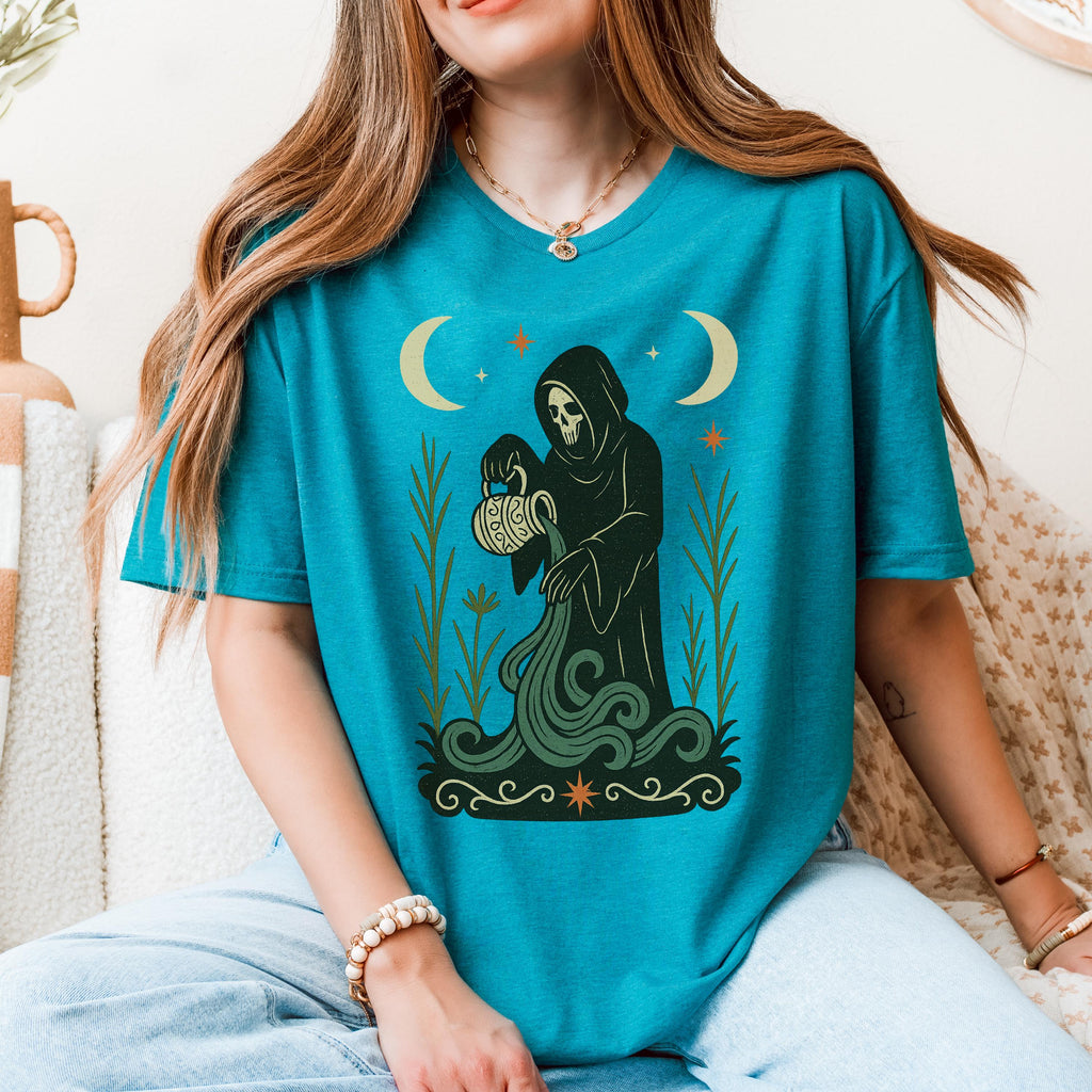 Product photo of Aquarius Zodiac Grim Reaper Graphic T-shirt