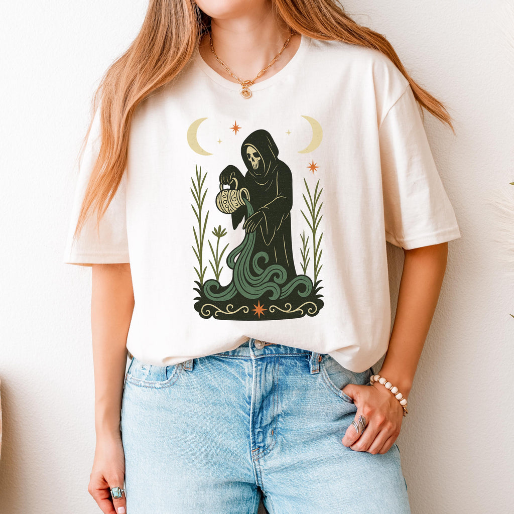 Additional photo of Aquarius Zodiac Grim Reaper Graphic T-shirt