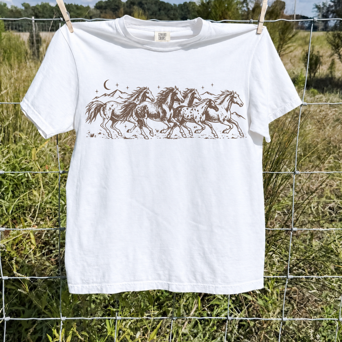 Product photo of Wild Horses — Vintage Western Celestial Horse Graphic T-shirt