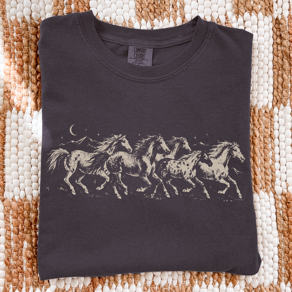 Additional photo of Wild Horses — Vintage Western Celestial Horse Graphic T-shirt