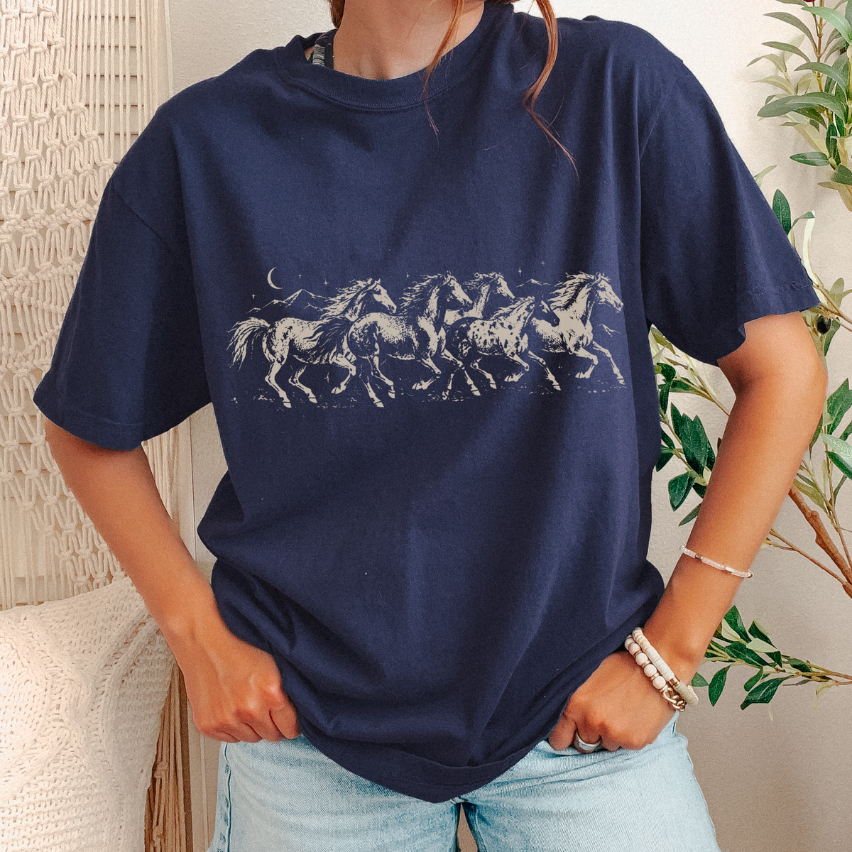 Additional photo of Wild Horses — Vintage Western Celestial Horse Graphic T-shirt