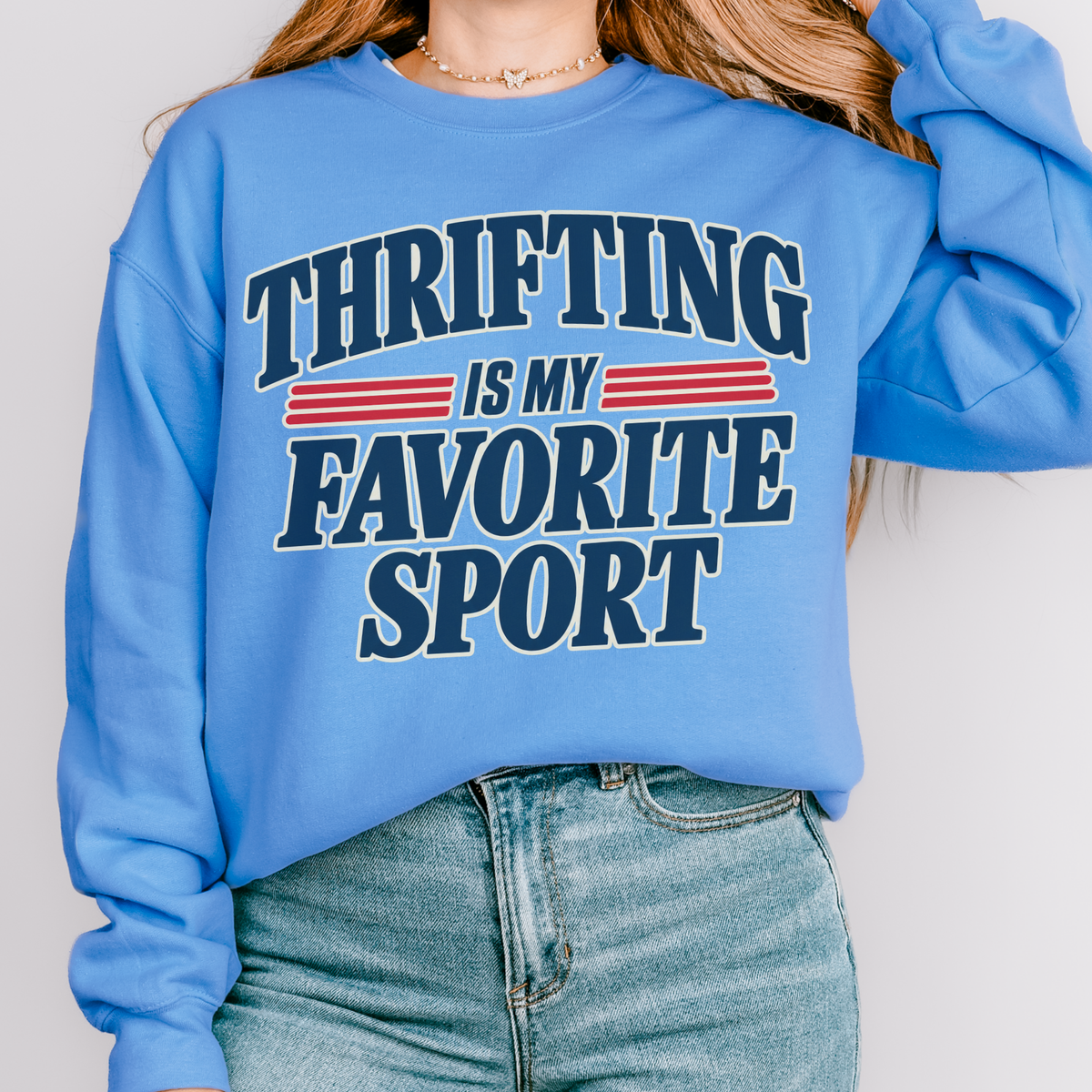 Additional photo of Thrifting Is My Favorite Sport sweatshirt