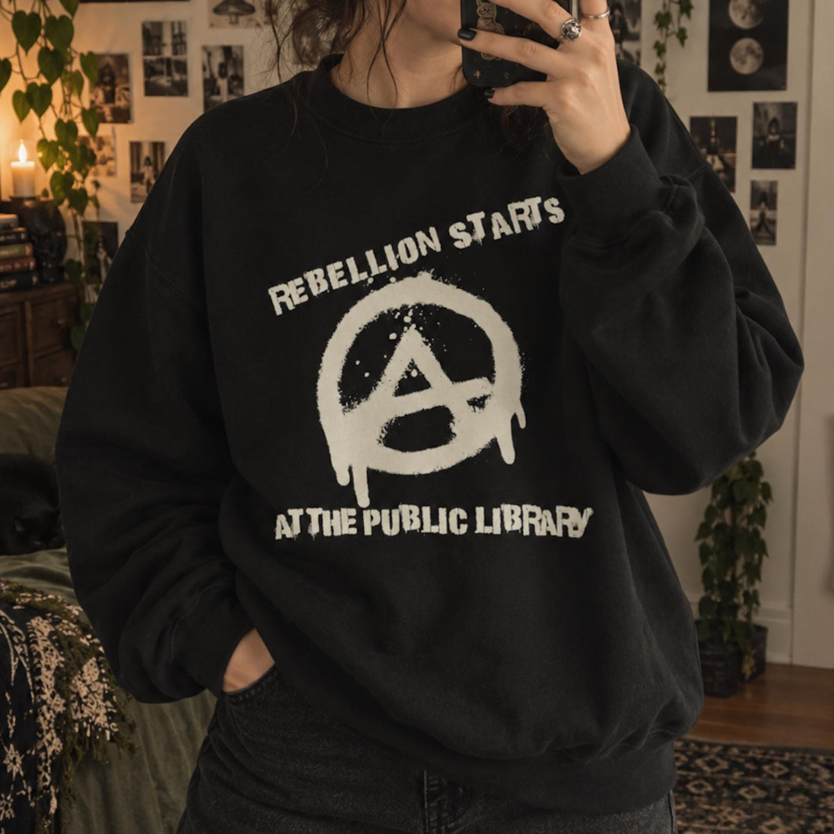 Additional photo of Rebellion Starts at the Public Library sweatshirt
