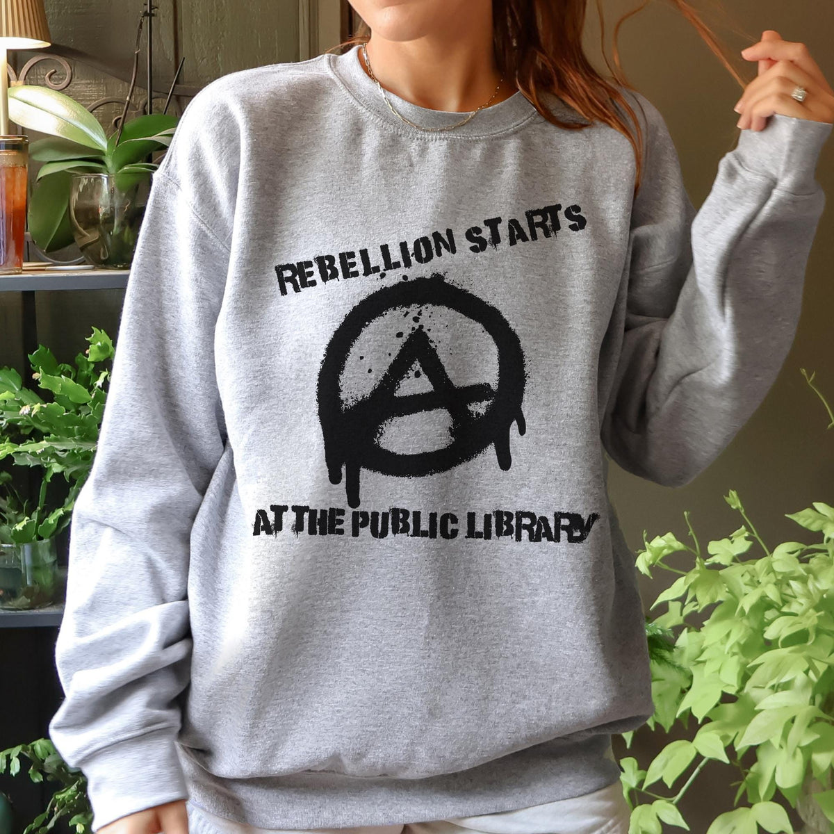 Additional photo of Rebellion Starts at the Public Library sweatshirt