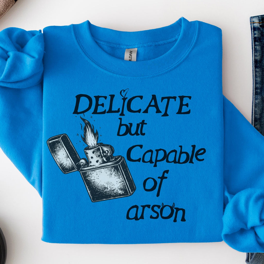 Additional photo of Delicate But Capable of Arson sweatshirt