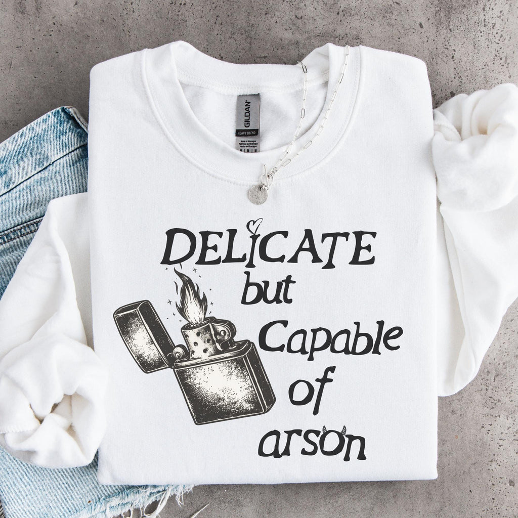 Product photo of Delicate But Capable of Arson sweatshirt