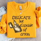 Additional photo of Delicate But Capable of Arson sweatshirt