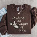 Additional photo of Delicate But Capable of Arson sweatshirt