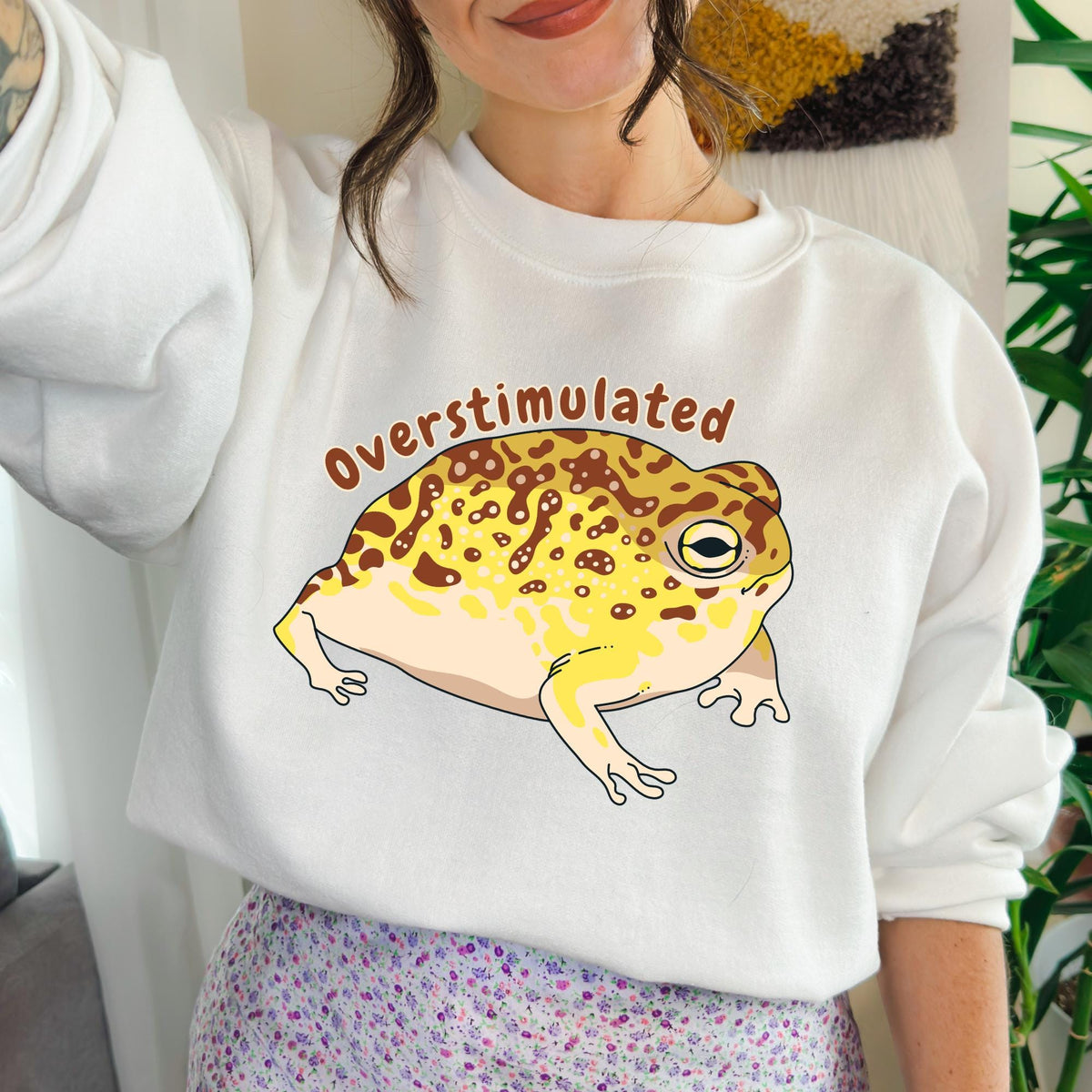 Product photo of Overstimulated Frog — Funny Frog sweatshirt