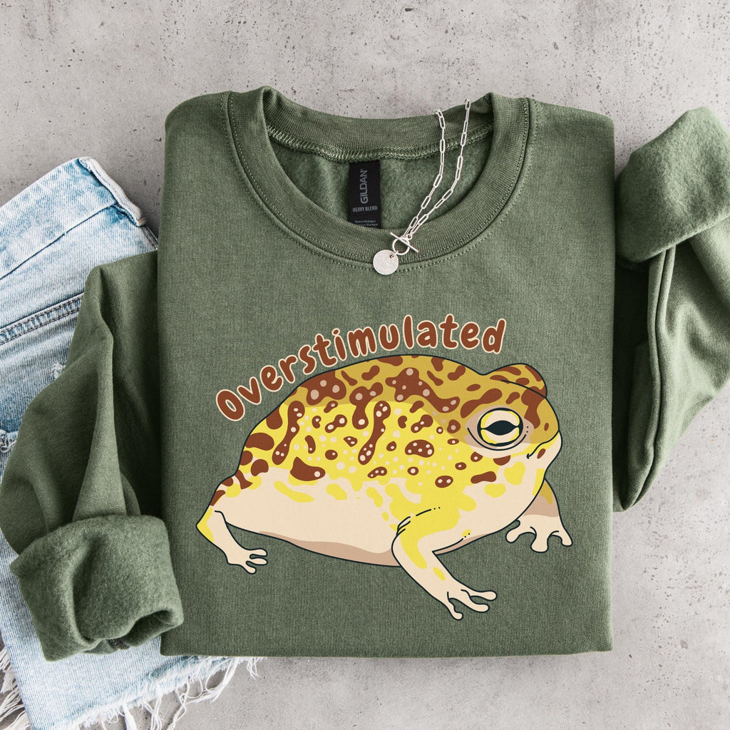 Additional photo of Overstimulated Frog — Funny Frog sweatshirt