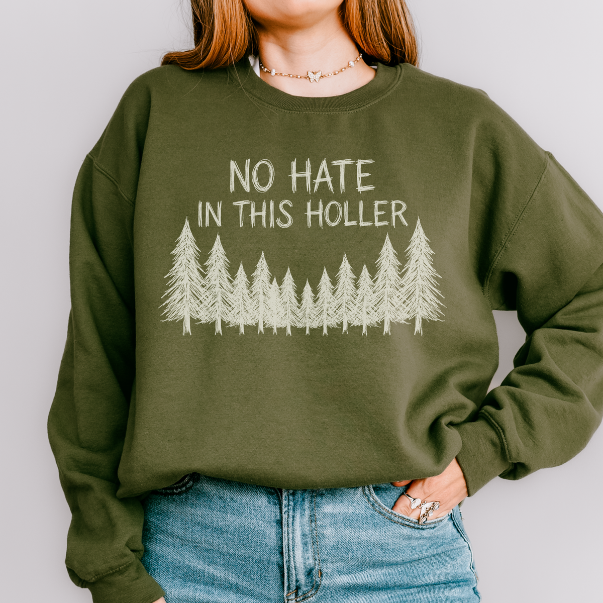 No Hate in This Holler Sweatshirt, Appalachian Anti-Hate Crewneck, Inclusive Rural Pride Graphic