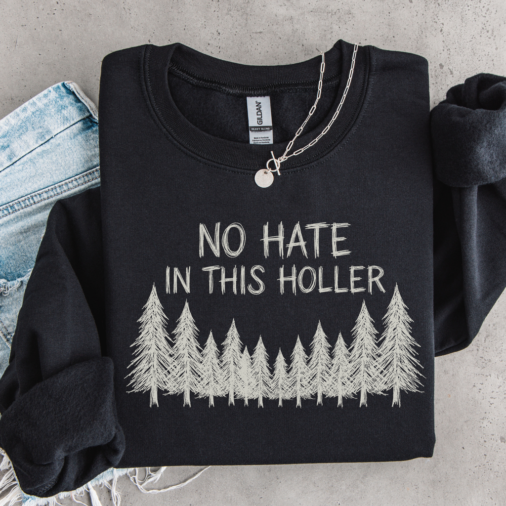 No Hate in This Holler Sweatshirt, Appalachian Anti-Hate Crewneck, Inclusive Rural Pride Graphic