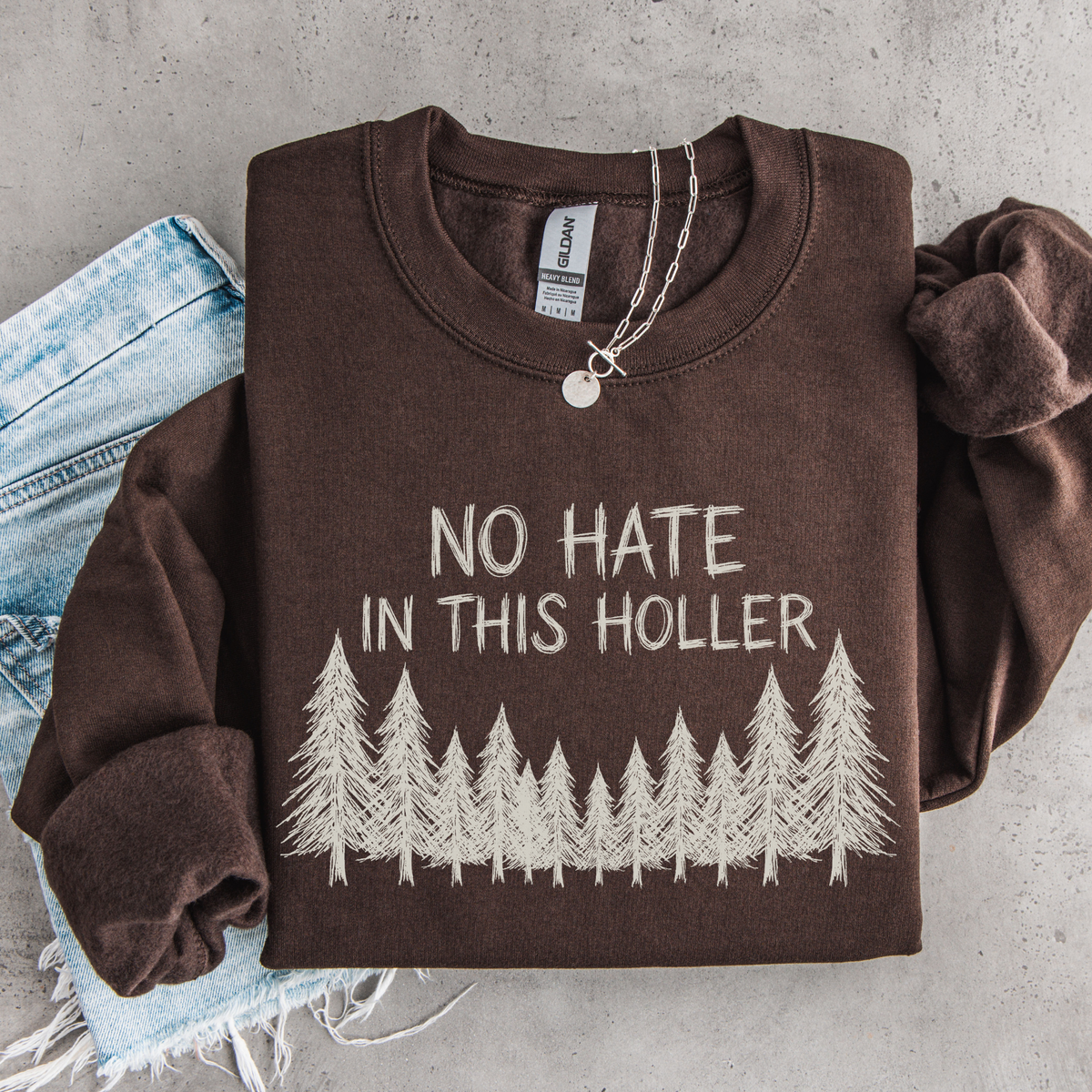 No Hate in This Holler Sweatshirt, Appalachian Anti-Hate Crewneck, Inclusive Rural Pride Graphic