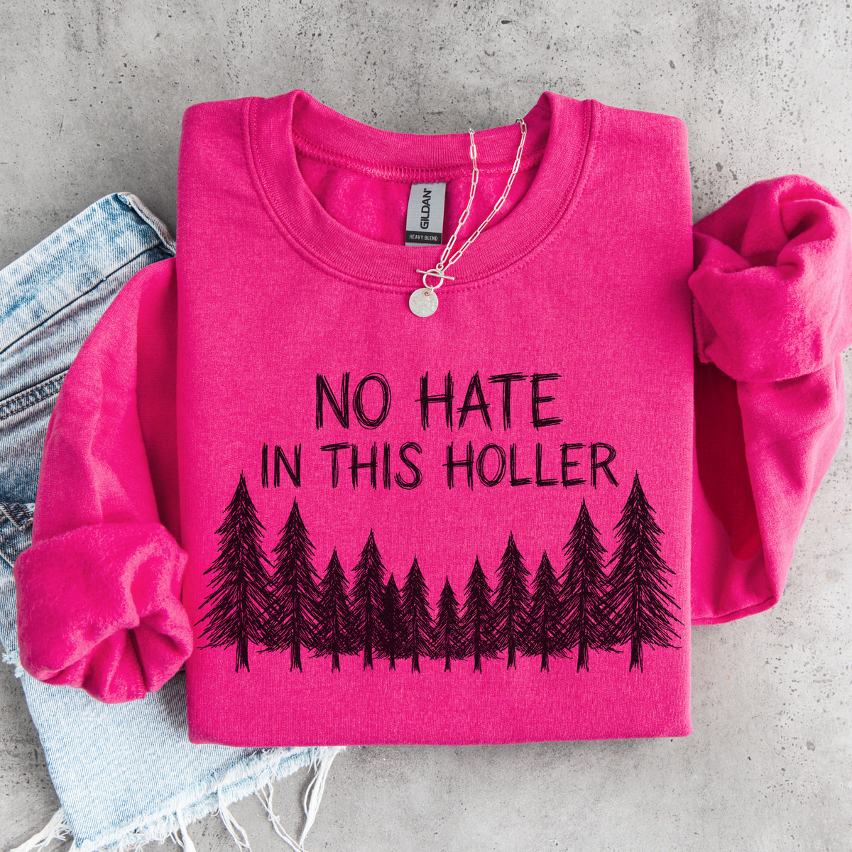 No Hate in This Holler Sweatshirt, Appalachian Anti-Hate Crewneck, Inclusive Rural Pride Graphic