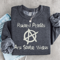 Record Profits Are Stolen Wages Sweatshirt, Labor Rights Punk Crewneck