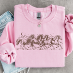 Wild Horses Sweatshirt, Vintage Western Running Horse Graphic, Celestial Equestrian Art