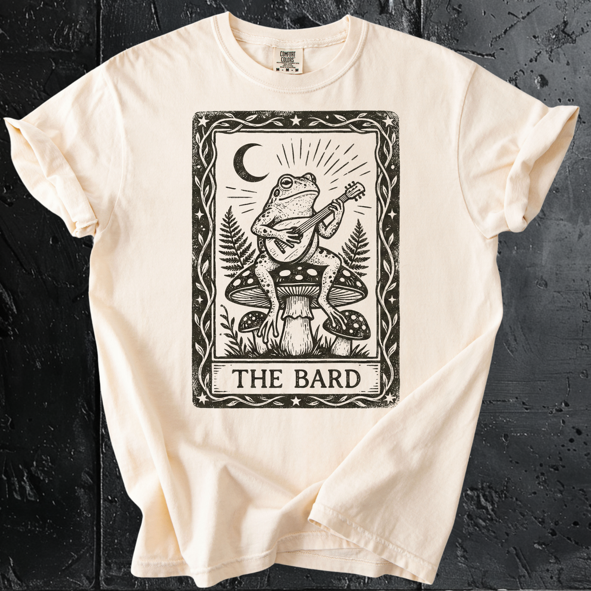 The Bard Tarot Card Shirt | Frog Playing Lute Comfort Colors Tee, Cottagecore Toad, Dungeons and Dragons Gift, Goblincore Top