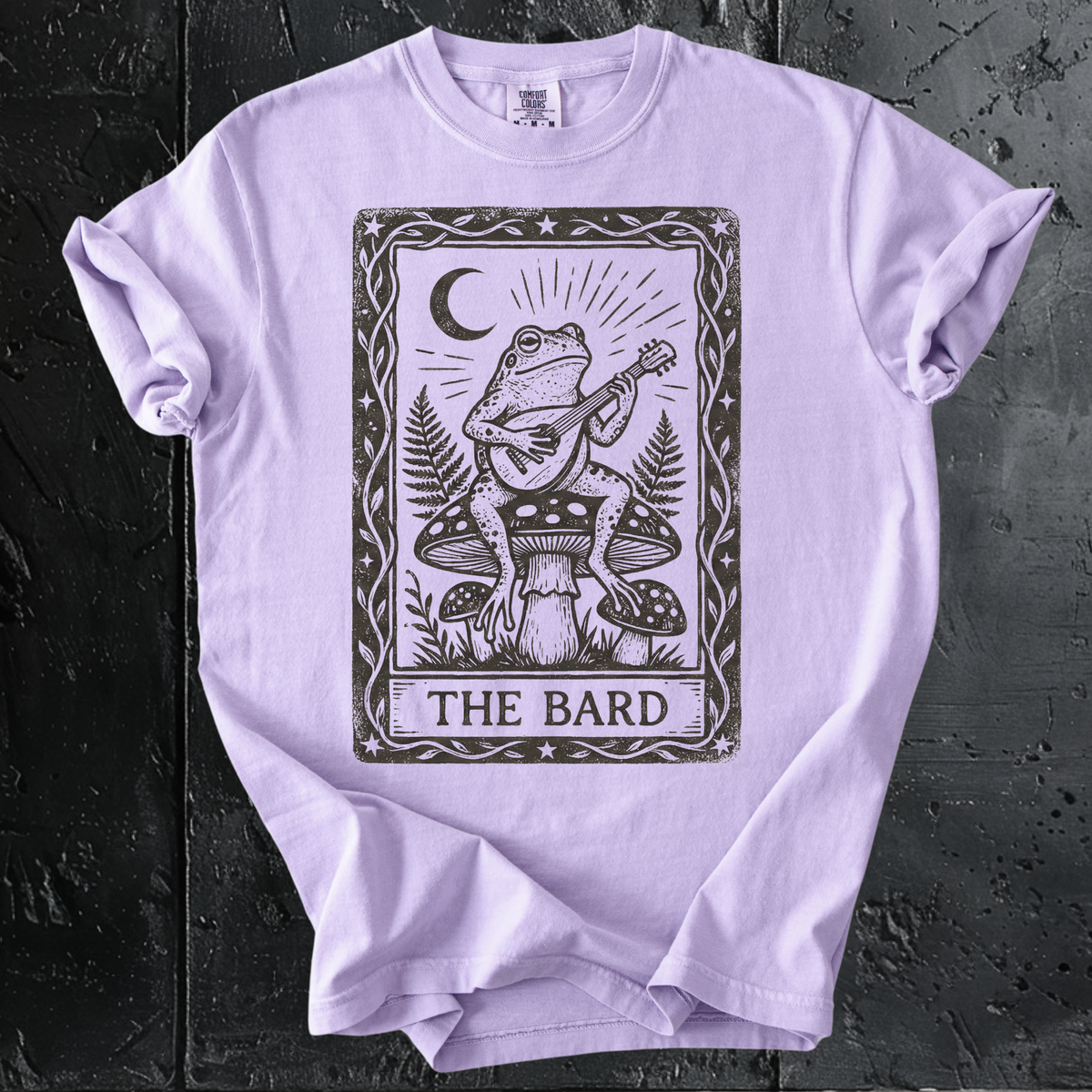 The Bard Tarot Card Shirt | Frog Playing Lute Comfort Colors Tee, Cottagecore Toad, Dungeons and Dragons Gift, Goblincore Top