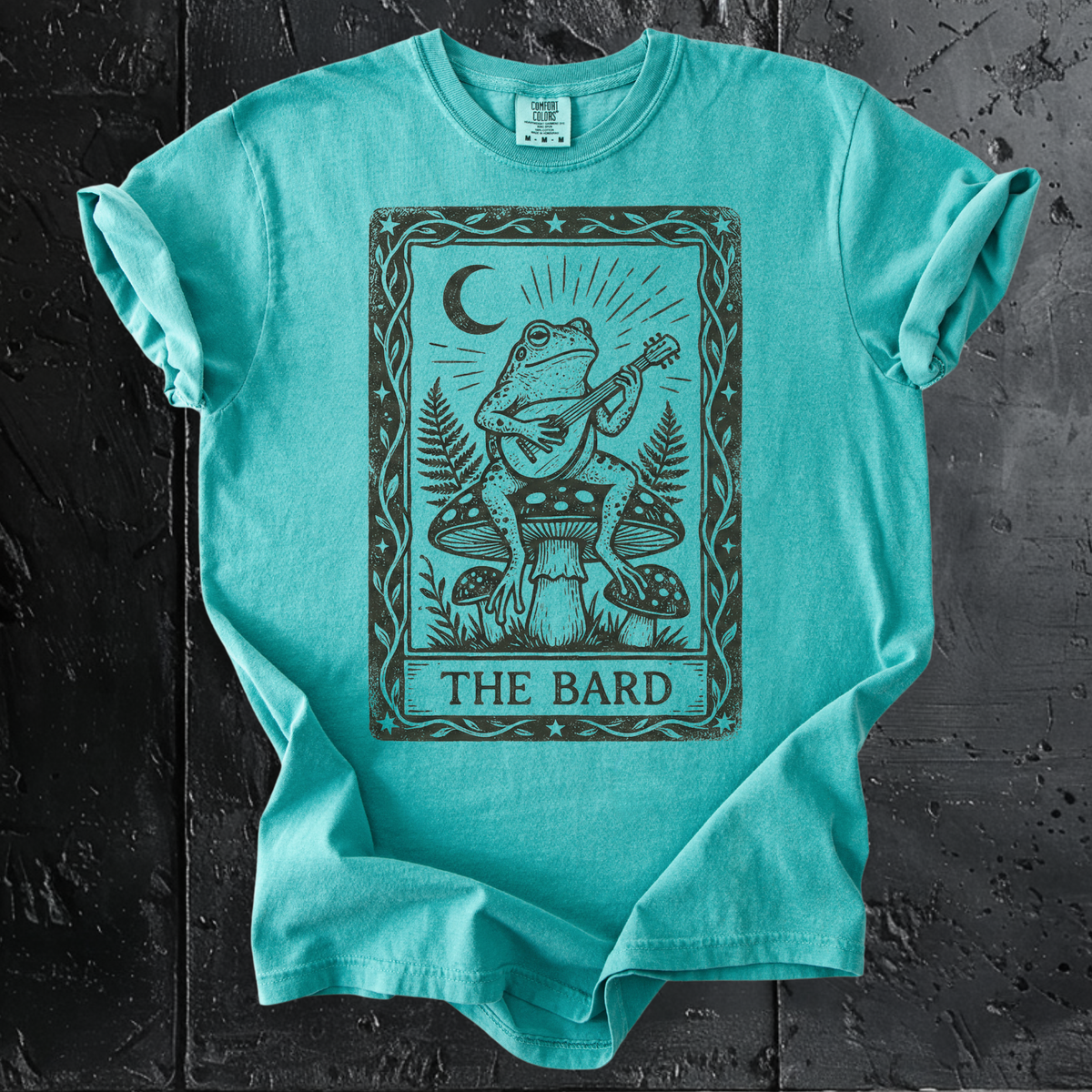 The Bard Tarot Card Shirt | Frog Playing Lute Comfort Colors Tee, Cottagecore Toad, Dungeons and Dragons Gift, Goblincore Top