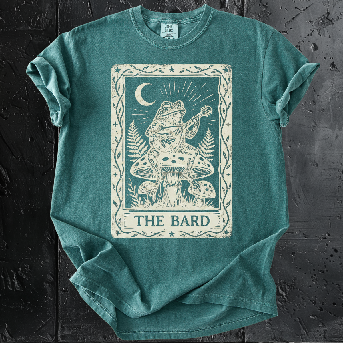 The Bard Tarot Card Shirt | Frog Playing Lute Comfort Colors Tee, Cottagecore Toad, Dungeons and Dragons Gift, Goblincore Top