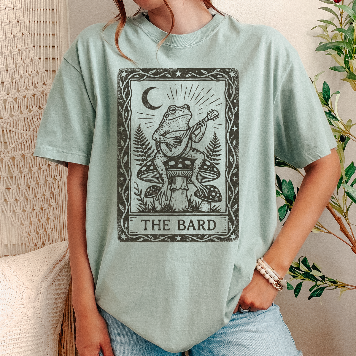 The Bard Tarot Card Shirt | Frog Playing Lute Comfort Colors Tee, Cottagecore Toad, Dungeons and Dragons Gift, Goblincore Top