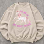 Worst Timeline Sweatshirt, Funny Unicorn Graphic, Existential Humor Crewneck
