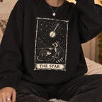 The Star Tarot Sweatshirt, Appalachian Raccoon & Possum Graphic, Banjo Folk Art