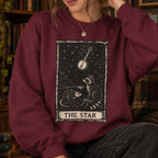 The Star Tarot Sweatshirt, Appalachian Raccoon & Possum Graphic, Banjo Folk Art