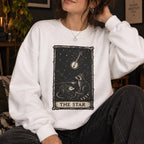 The Star Tarot Sweatshirt, Appalachian Raccoon & Possum Graphic, Banjo Folk Art