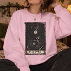 The Star Tarot Sweatshirt, Appalachian Raccoon & Possum Graphic, Banjo Folk Art