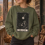The Star Tarot Sweatshirt, Appalachian Raccoon & Possum Graphic, Banjo Folk Art