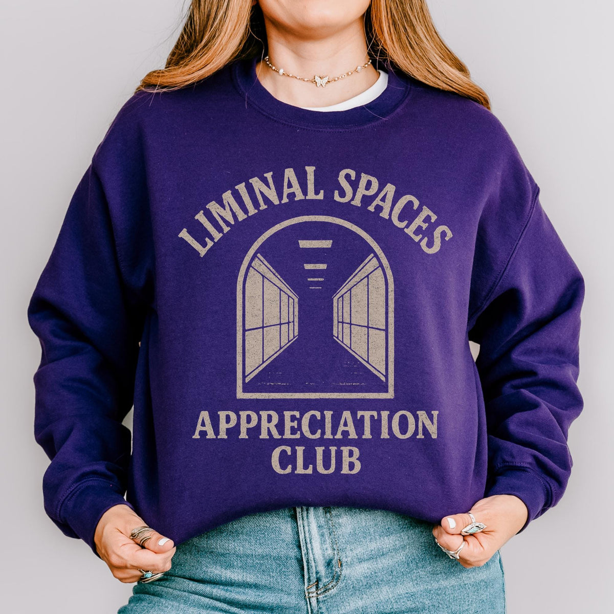 Liminal Spaces Appreciation Club Sweatshirt, Weirdcore Dreamcore Hallway Graphic