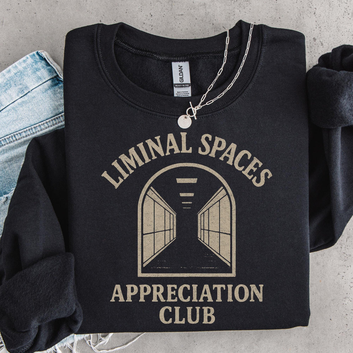 Liminal Spaces Appreciation Club Sweatshirt, Weirdcore Dreamcore Hallway Graphic