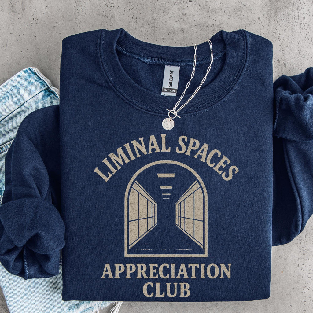 Liminal Spaces Appreciation Club Sweatshirt, Weirdcore Dreamcore Hallway Graphic