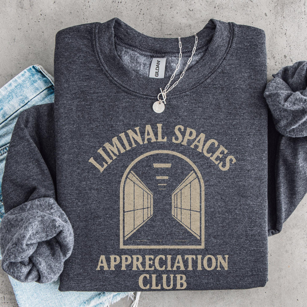 Liminal Spaces Appreciation Club Sweatshirt, Weirdcore Dreamcore Hallway Graphic
