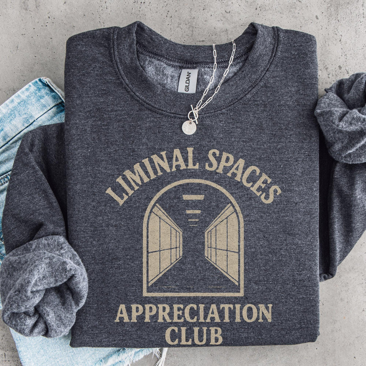 Liminal Spaces Appreciation Club Sweatshirt, Weirdcore Dreamcore Hallway Graphic
