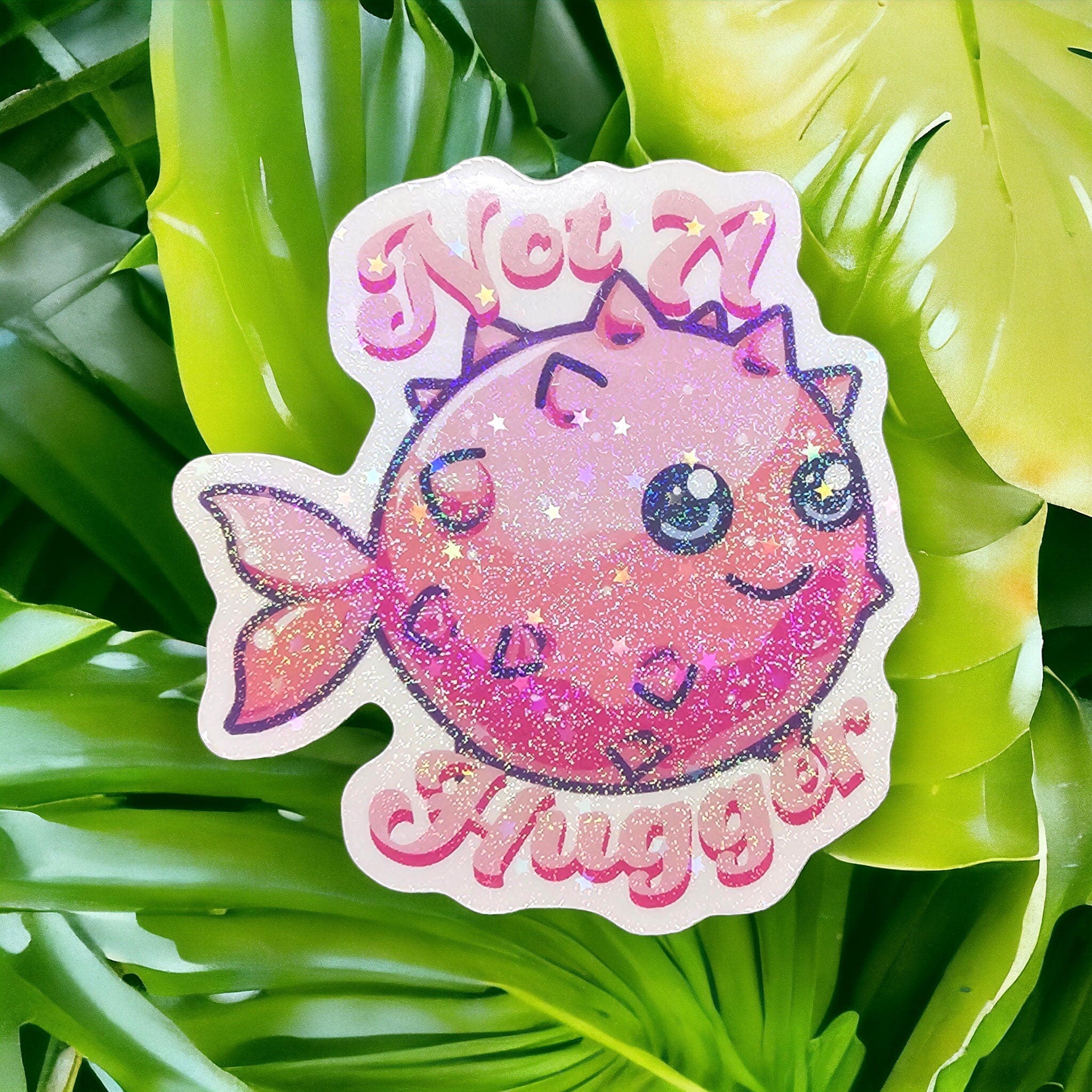 Not a Hugger Glitter Sticker: Coquette Groovy Self-Care