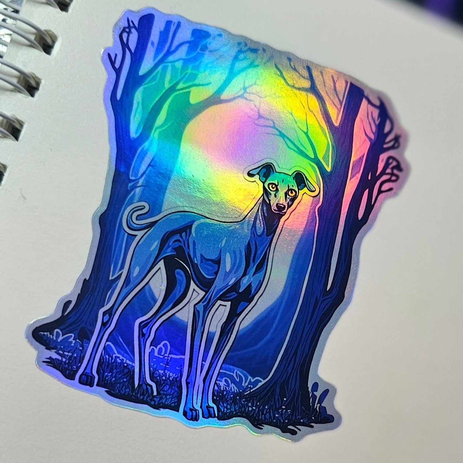 Iggy Sticker: Witchy Italian Greyhound Familiar, 3-inch Vinyl Decal