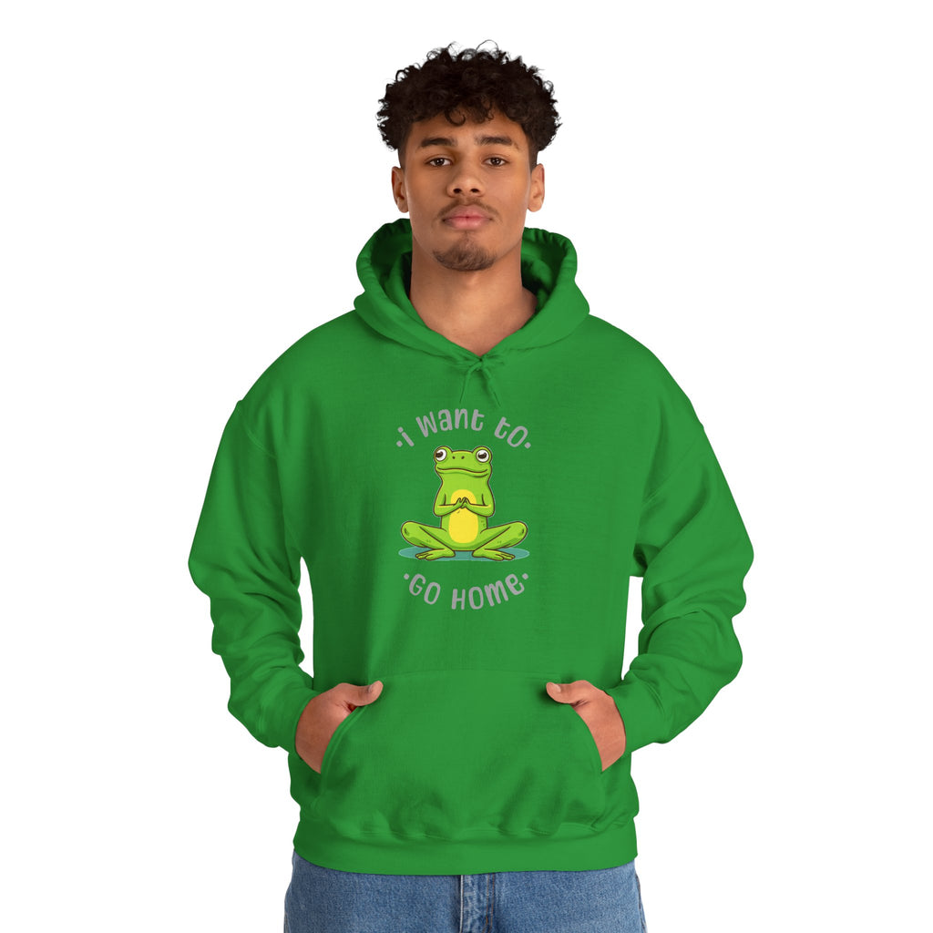Frog "I Want to Go Home" Hoodie – Cute Cozy Graphic Sweatshirt