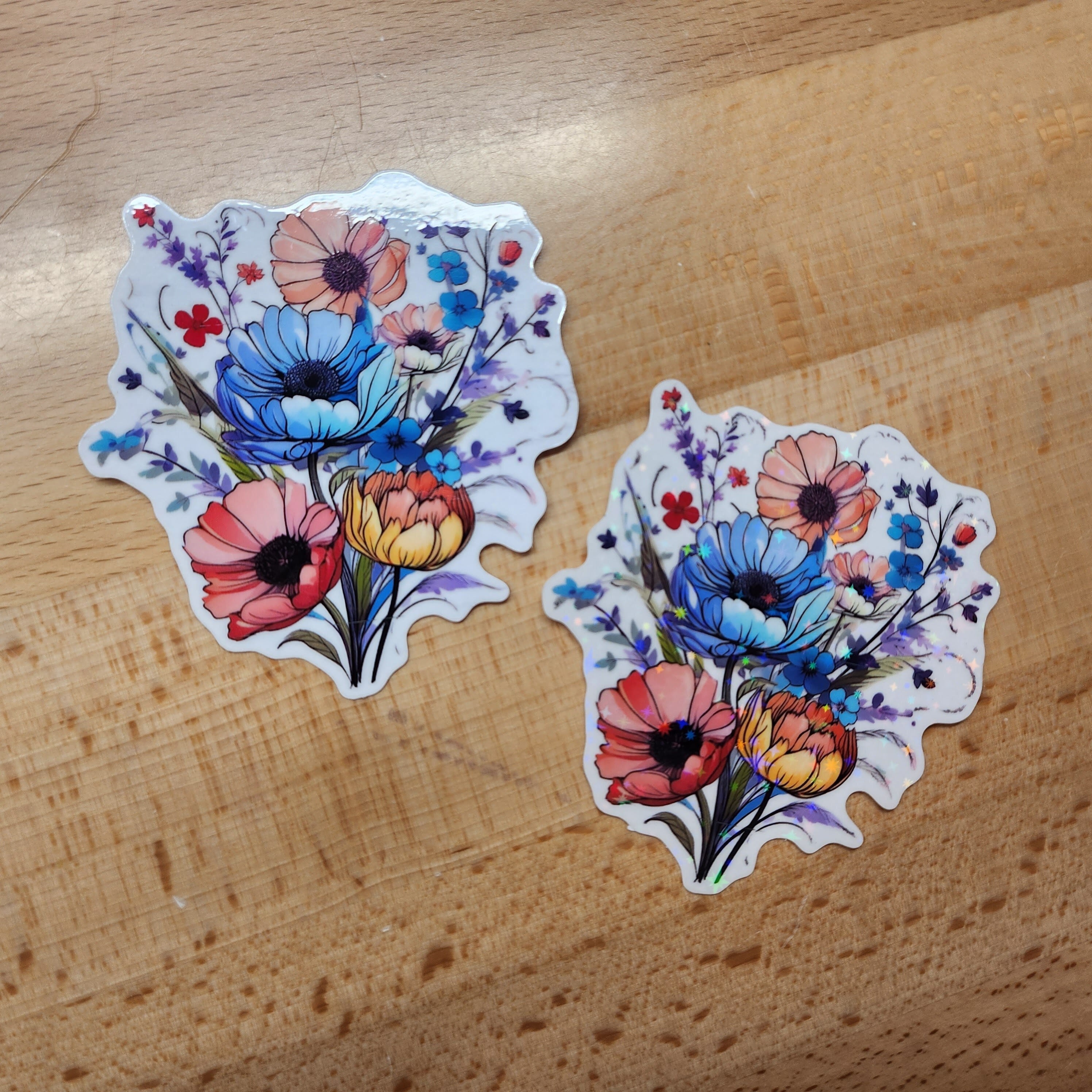 Holographic Wildflower Sticker: Clear Water-Resistant Decal (3x3")